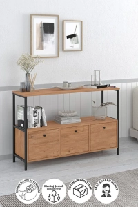 3 Kapaklı Konsol Tv Ünitesi Dresuar Çok Amaçlı Konsol Kahve Köşesi Doruk Çam